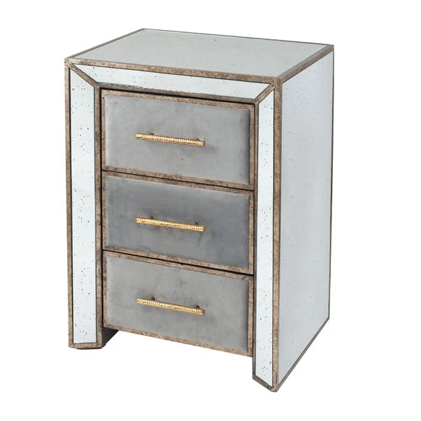 Pacific Lifestyle Pacific Brindisi 3 Drawer Bedside Table, Grey Velvet 3 Pacific Lifestyle Pacific Brindisi 3 Drawer Bedside Table, Grey Velvet - Image 3