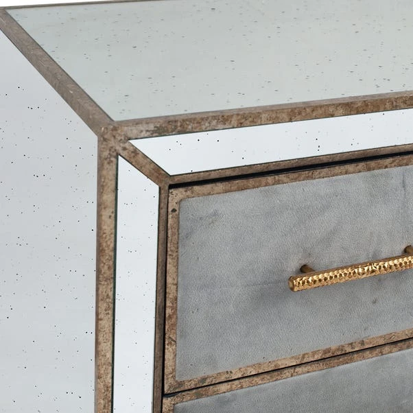 Pacific Lifestyle Pacific Brindisi 3 Drawer Bedside Table, Grey Velvet 4 Pacific Lifestyle Pacific Brindisi 3 Drawer Bedside Table, Grey Velvet - Image 4